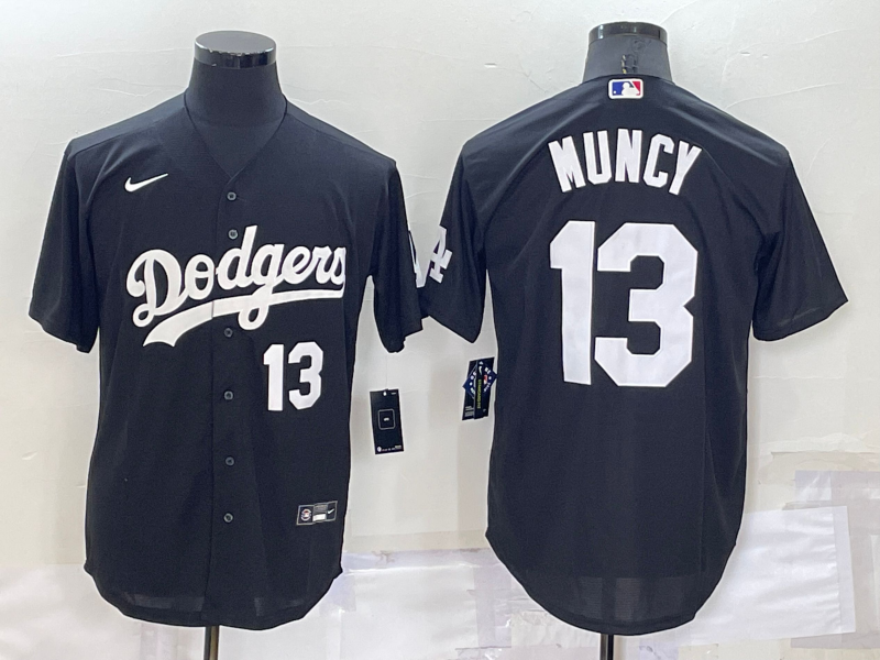 Men's Los Angeles Dodgers #13 Max Muncy Black Cool Base Stitched Baseball Jersey Men's Los Angeles Dodgers #13 Max Muncy Black Cool Base Stitched Baseball Jersey